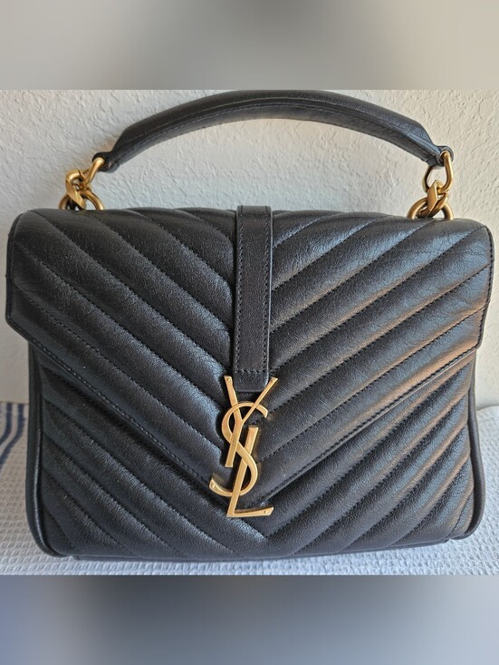 Yves Saint Laurent Handbags - Yves Saint Laurent Black Quilted Leather Medium College Handbag